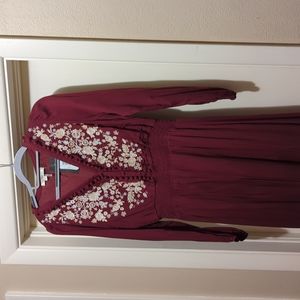 Boutique bohemian maroon maxi dress